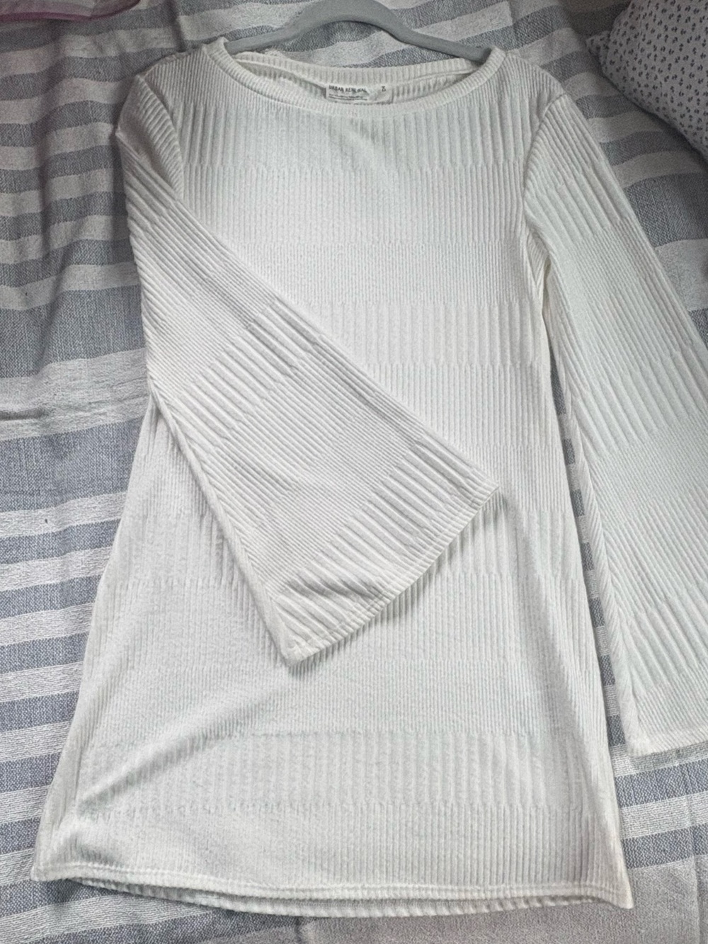 Urban Outfitters White Ribbed sweater Mini Dress